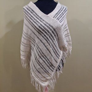 White Knit Poncho Shawl